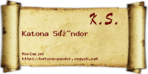 Katona Sándor névjegykártya